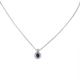 18k White Gold Sapphire and Diamond Necklace and Earring Jewelry Set