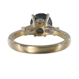 14k Yellow Gold Black Diamond Round Cut With Accents Baguettes Ring