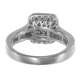 14K White Gold Diamond Cluster Engagement Ring 1.02Ctw