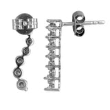 10K White Gold Diamond Graduated Curved Bar Stud Earrings