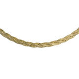 14K Yellow Gold Herringbone Braided Twisted Link Chain Necklace