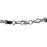 14K White Solid Gold Diamond And Blue Sapphire Bracelet