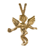 14K Solid Gold And Small Diamond Angel Pendant, Guardian Angel Pendant, Baby Angel Pendant Protection Necklace, Angel Charm , Cherub Charm , Baby Angel Pendant