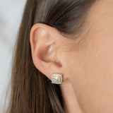 14K Solid Yellow Gold Diamond Single Stud Earring