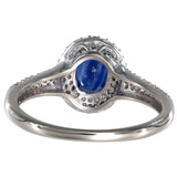 14K White Gold Sapphire Solitaire And Diamond Halo Ring