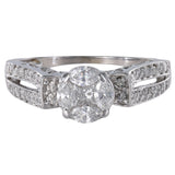 14K White Gold Diamond Princess-Marquise Cut Center Engagement Ring And Wedding Band Set