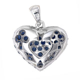 18k White Gold Sapphire and Diamond Heart and Playing Card Motif Pendant