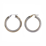 14K Two-Tone Gold Knife Edje Rope Hoop Earrings