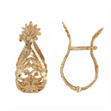 14K Yellow Gold Diamond-Cut Pineapple Openwork Hoop Earrings