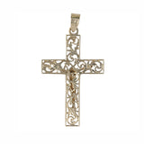 14k Yellow Gold Diamond-Cut Jesus Christ Cross Pendant 1.9"