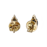 14K Yellow Gold Diamond And Onyx Stud Earrings