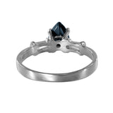 18K White Gold Sapphire Pear Cut And Diamond Ring