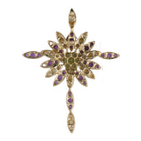 14K Yellow Gold Amethyst, Citrine And Peridot Cross Star Pendant