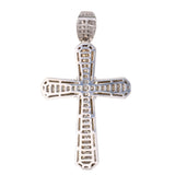 14k White Gold Diamond Cross Religious Pendant