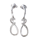 10k White Gold Diamond Twisting Knot Pendant and Drop Earring Jewelry Set