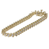 Pulsera de eslabones en forma de S de tenis con diamantes en oro amarillo de 14 k, 2,25 quilates