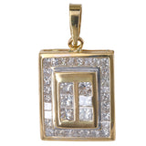 18K Yellow Gold Princess Cut Diamonds Earrings And Pendant Jewelry Set