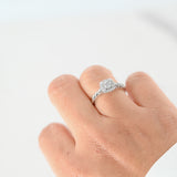 14K White Gold Diamond Illusion Setting Mil-grain Engagement Ring