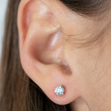 18K White Gold Genuine Natural Diamond Round Single Stud Earring