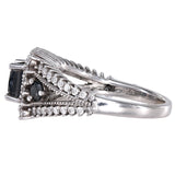 10k White Gold Black And White Diamonds Ring Set