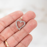 10K Two Tone Solid Gold Heart Charm Pendant