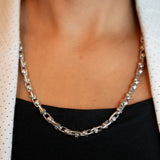 18K White Gold 132 Diamond Rolo Chain Sliding Bezel Set Necklace