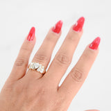 14K Yellow Gold Marquise Diamond Center And Baguettes Accents Ring