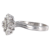 14K White Gold Diamond Earrings And Diamond Cluster Ring