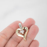 14K Two-Tone Solid Gold Diamond Heart Pendant