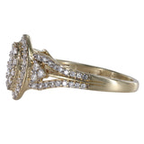 10K Yellow Gold Diamond Cluster Marquise form Engagement Ring And Wedding Band Jewelry Set