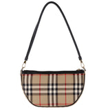 Authentic Burberry Vintage Check Calfskin Olympia Pouch Archive Beige