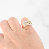 14k Yellow Gold Woven Channel Cubic Zirconia Ring