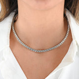 Collar de tenis graduado sin vuelta con diamantes en oro blanco de 14 quilates, 13,80 quilates