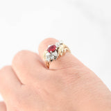 14k Yellow Gold Diamond and Oval Ruby Cocktail Ring