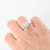 14K White Gold Diamond Solitaire With Accents Engagement Ring 0.93Ctw