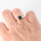 14k Yellow Gold Black Diamond Round Cut With Accents Baguettes Ring