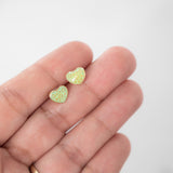 10K Solid Gold Resin Green Heart Earrings