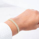 14K Yellow Solid Gold Vintage Watch Link Bracelet