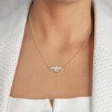 18K Yellow Solid Gold Diamonds Bird Charm Necklace