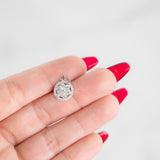 14K White Gold Diamond Cluster Round Pendant