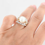 14K Yellow Gold Diamond And Pearl Cocktail Ring