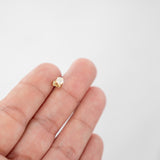 14K Yellow Solid Gold Diamond Single Stud