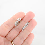 10K White Gold Diamond Twisted Huggies Earrings