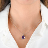 14k White Gold Solitaire Cushion Cut Amethyst Pendant