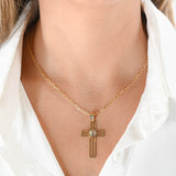 18k Tri-colored Gold Openwork Cross Pendant