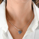 18k White Gold Sapphire and Diamond Heart and Playing Card Motif Pendant