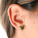 14k Yellow Gold Heart Shaped Stud Earrings