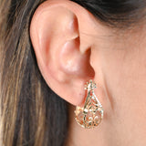 14K Yellow Gold Diamond-Cut Pineapple Openwork Hoop Earrings