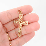 14k Yellow Gold Diamond-Cut Jesus Christ Cross Pendant 1.9"