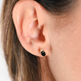 14K Yellow Gold Diamond And Onyx Stud Earrings